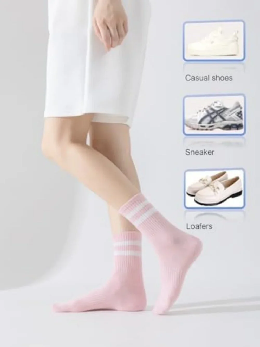 Cozy Cotton Striped Crew Socks for Women, 4 Pairs, Fits Sizes 5-10, Soft